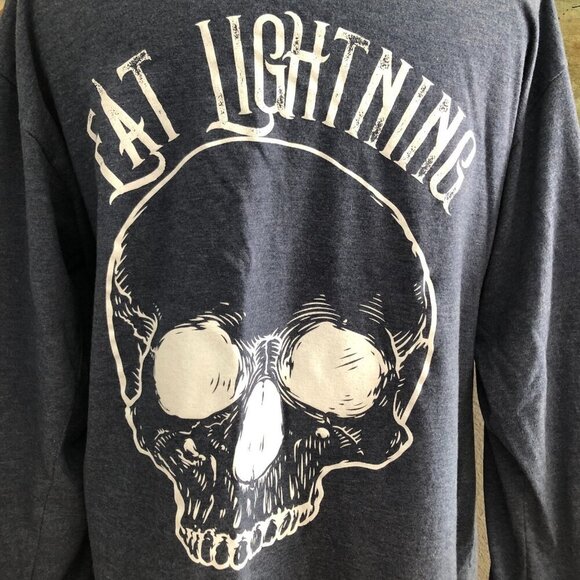 Carpe Diem Eat Lightning Skull Graphic Long Sleeve T Shirt - Dark Biker - Picture 5 of 5